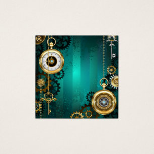 Cartes De Visite Veille bijoux Steampunk sur un Arrière - plan vert
