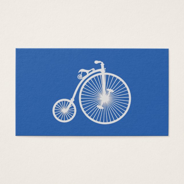 Cartes De Visite Vélo blanc vintage sur bleu (Devant)