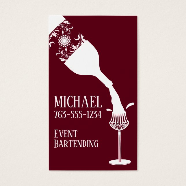 Cartes De Visite verre de vin décoratif cristal pourboire bouteille (Devant)