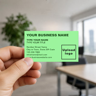 Cartes de visite vert clair alignées à gauche