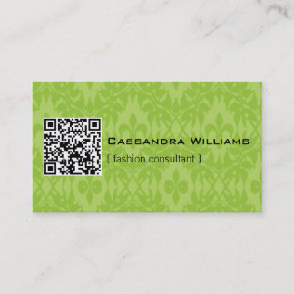 Cartes de visite vert clair de CODE de la damassé