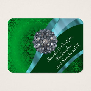 Cartes De Visite Vert damask, mariage faveur merci tag