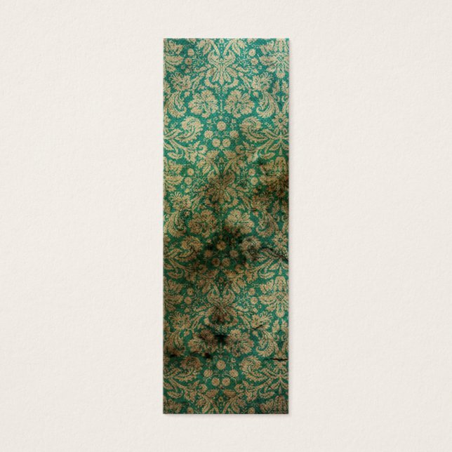 Cartes De Visite Vert noir grunge damask fond d'écran signet (Devant)