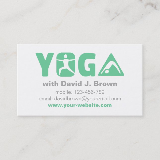 Cartes de visite vertes pour entreprise de yoga mo (Devant)