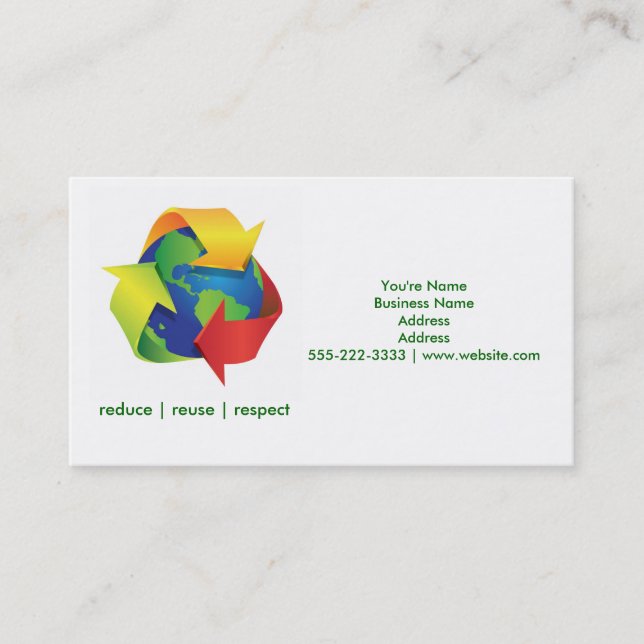 Cartes de visite vertes pour la Journée du recycla (Devant)