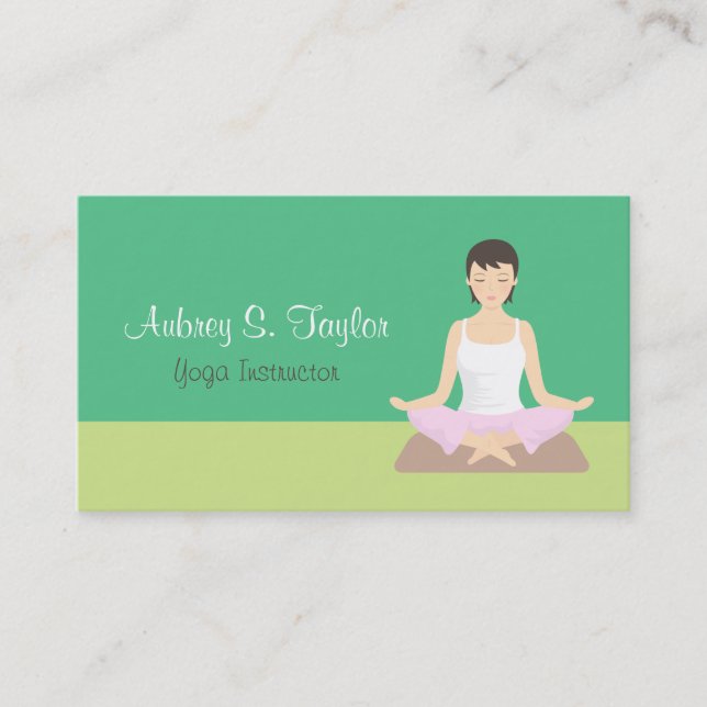 Cartes de visite vertes pour professeur de yoga fé (Devant)