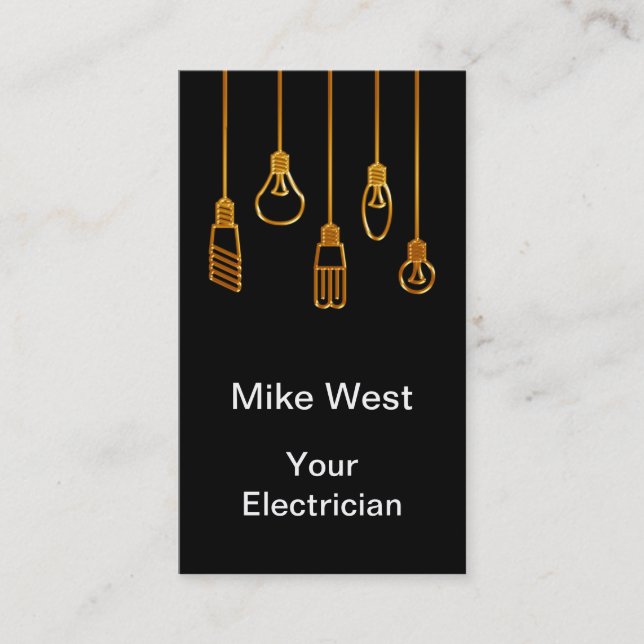 Cartes de visite verticales d'électricien chic (Devant)