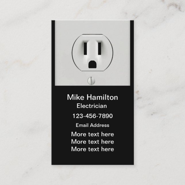 Cartes de visite verticales modernes d'électricien (Devant)