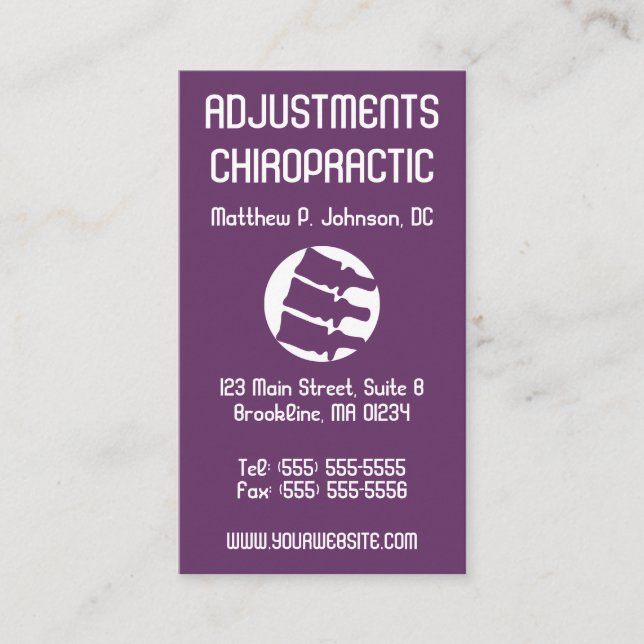 Cartes de visite verticaux de chiropractie d'art (Devant)