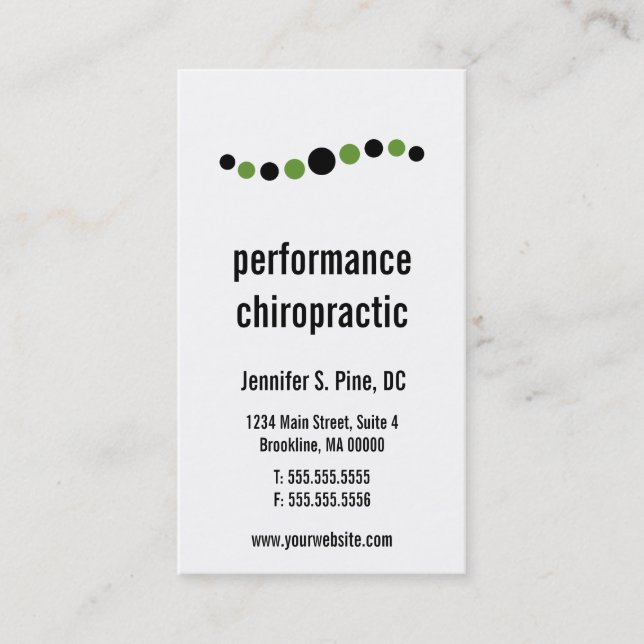 Cartes de visite verticaux de chiropractie de (Devant)