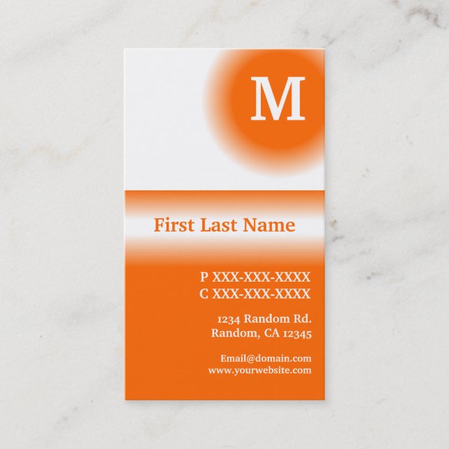 Cartes de visite verticaux de fond blanc orange (Devant)
