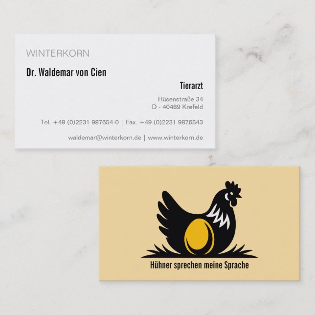 cartes de visite vétérinaire (Devant / Derrière)