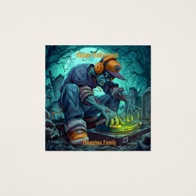 Cartes De Visite Vidéos de la fête d'Halloween Zombie DJ Rave (Devant)