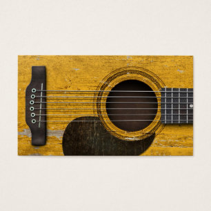 Cartes De Visite Vieille guitare acoustique âgée et utilisée ave