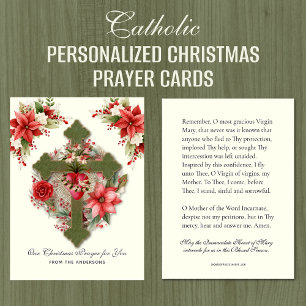Cartes De Visite Vierge de Noël Marie Mémoire Prière Poinsettia