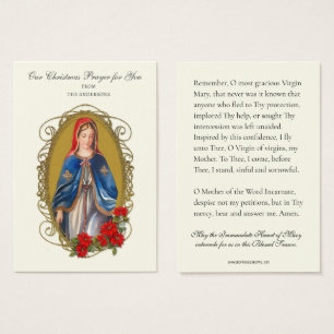 Cartes De Visite Vierge de Noël Marie Mémoire Prière Poinsettia