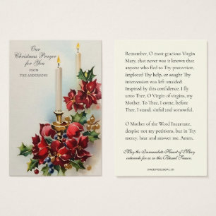 Cartes De Visite Vierge de Noël Marie Mémoire Prière Poinsettia