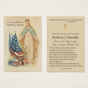 Cartes De Visite Vierge Marie Drapeaux catholiques Funérailles Cart