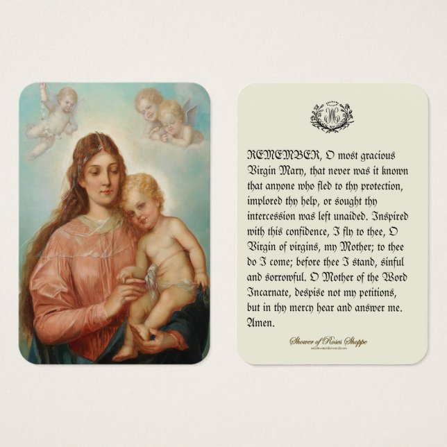 Cartes De Visite Vierge Marie Jésus Anges Mémoire Prière (Devant & derrière)