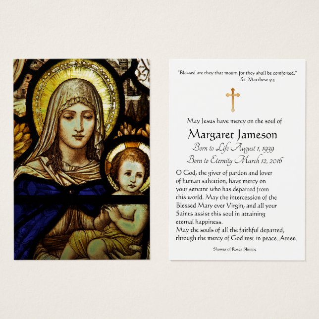 Cartes De Visite Vierge Marie Jésus Sardé Verre Catholique Religieu (Devant & derrière)