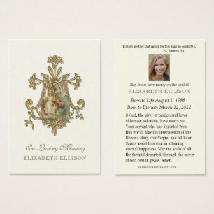 Cartes De Visite Vierge Marie MONT CARMEL Prière funéraire