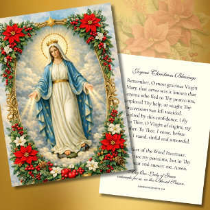 Cartes De Visite Vierge Marie Noël Memorare Poinsettia