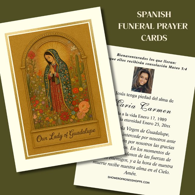Cartes De Visite Vierge Mexique Guadalupe Espagne prière funéraire (Créateur téléchargé)