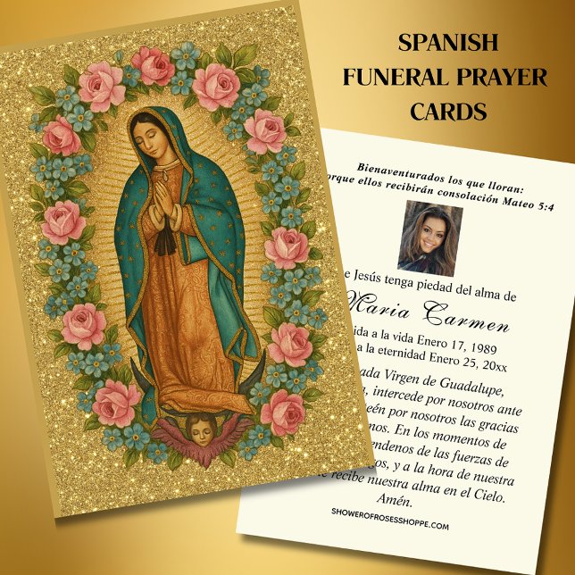 Cartes De Visite Vierge Mexique Guadalupe Espagne prière funéraire (Créateur téléchargé)