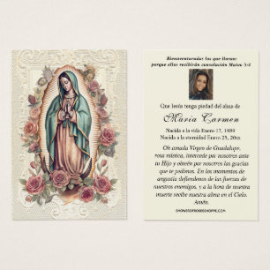 Cartes De Visite Vierge Mexique Guadalupe Espagne prière funéraire
