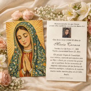 Cartes De Visite Vierge Mexique Guadalupe Prière Funéraire Espagnol