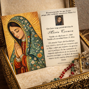 Cartes De Visite Vierge Mexique Guadalupe Prière Funéraire Espagnol