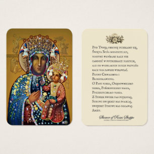 Cartes De Visite Vierge noire Marie Prière catholique polonaise