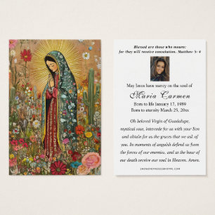 Cartes De Visite Vierge religieuse Marie Guadalupe Funérailles cath