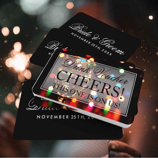 Cartes De Visite Vin Verre Bokeh Lights Bon de boisson (Créateur téléchargé)