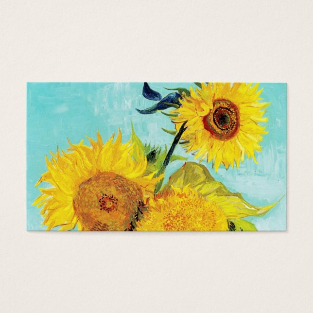 Cartes De Visite Vincent van Gogh Tournesols Vase Premier Turquoise (Devant)