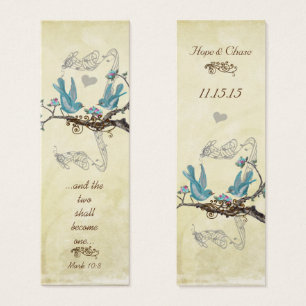 Cartes De Visite Vintage Aqua Bird hot rose Blooms Mariages Tags
