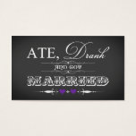 Cartes De Visite Vintage Chalkboard Style Mariage Favor Balise Viol<br><div class="desc">Cette marque de remerciement à la mode en noir et blanc en tableau noir et blanc a une typographie vintage dans une variété de polices avec des rouleaux et des coeurs violets sur elle. Il a une nouvelle façon amusante d'aborder la tendance manger, boire et être marié, avec un petit...</div>