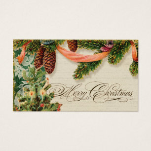 Cartes De Visite Vintage Noël Patinage sur neige Tags cadeaux perso