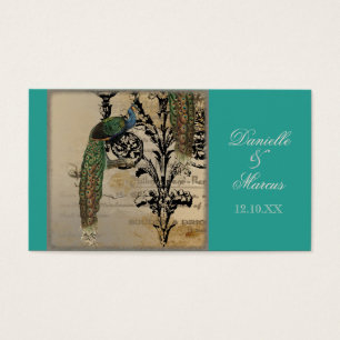 Cartes De Visite Vintage Peacock 6 Notes de musique Candelabra Swir