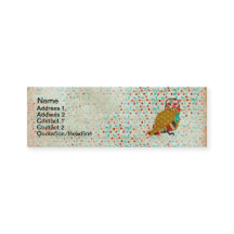 Cartes de visite vintages floraux de hibou rose