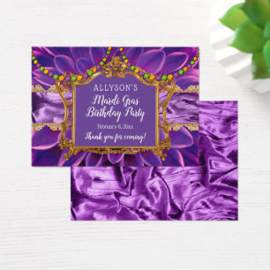 Cartes De Visite Violet or Tone Elégant Mardi Gras fête d'anniversa