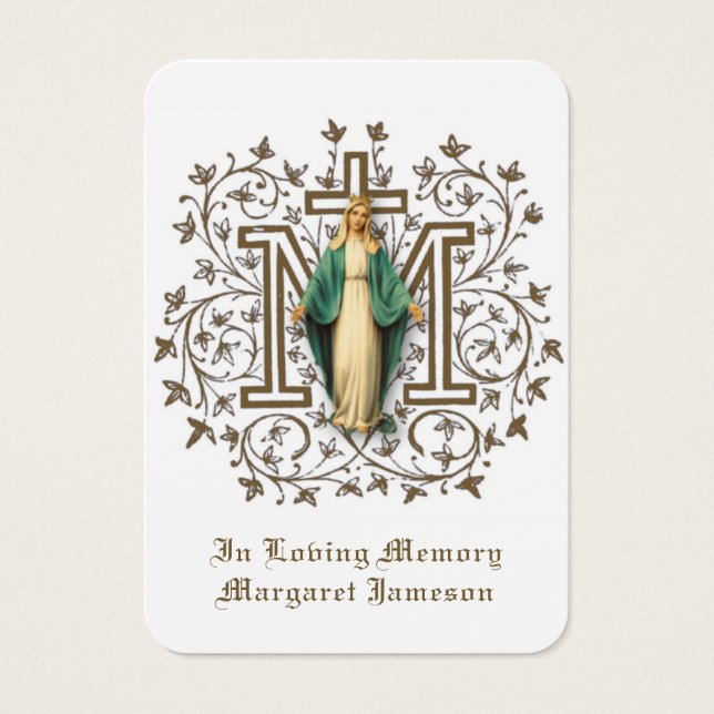 Cartes De Visite Virgin Mary Catholic Funeral Memorial Holy Card - (Devant)