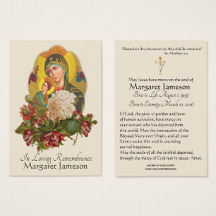 Cartes De Visite Virgin Mary Catholic Funeral Prayer Holy Card