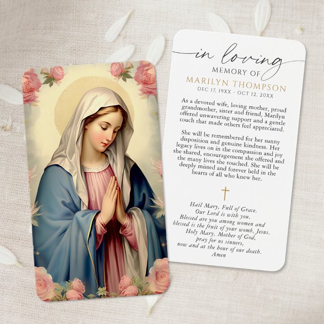 Cartes De Visite Virgin Mary Cross Sympathy Prayer Card (Créateur téléchargé)