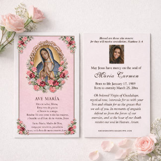 Cartes De Visite Virgin Mary Guadalupe Roses Catholic Funeral