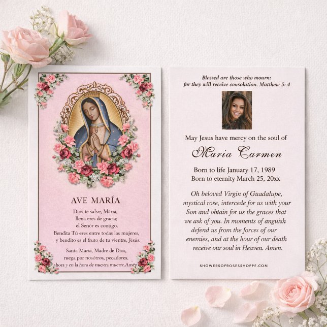 Cartes De Visite Virgin Mary Guadalupe Roses Catholic Funeral (Créateur téléchargé)
