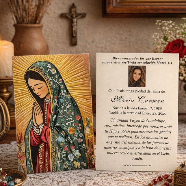 Cartes De Visite Virgin Mexico Guadalupe Spanish Funeral Prayer (Créateur téléchargé)