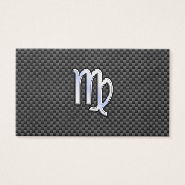 Cartes De Visite Virgo Zodiac Sign on Charcoal Carbon Fiber Print (Devant)