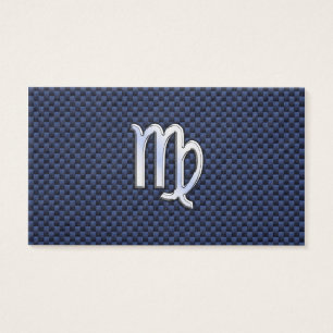 Cartes De Visite Virgo Zodiac Sign on Navy Blue Carbon Fiber Print