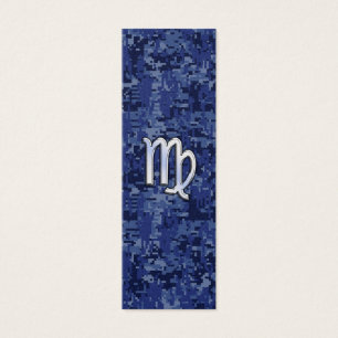 Cartes De Visite Virgo Zodiac Sign on Navy Blue Digital Camo